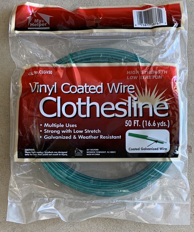 Clothesline Wire, Vinyl-Coated, 5/32 in. x 50 ft., Green