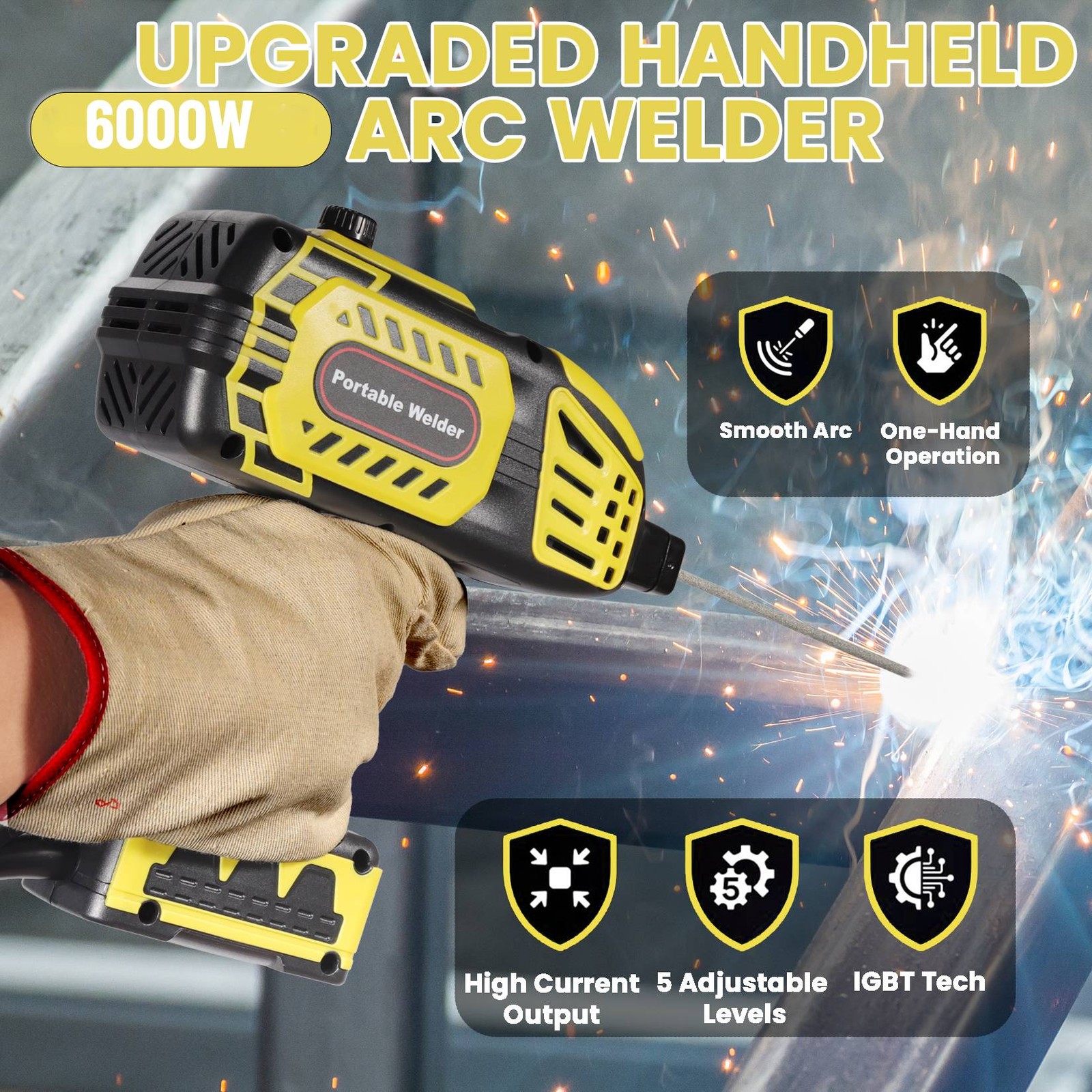 6000W Electric Welder Hand Held Welding Machine Kit 110V Digital Arc Welder Tool