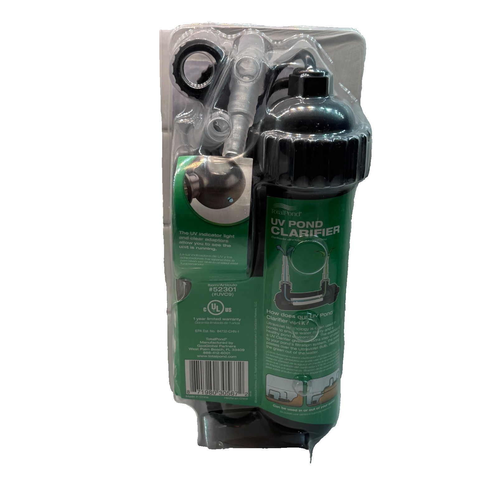 TotalPond #52301 UV Pond Clarifier For Ponds Up To 2000 Gallons 1/2”-1”Tubing