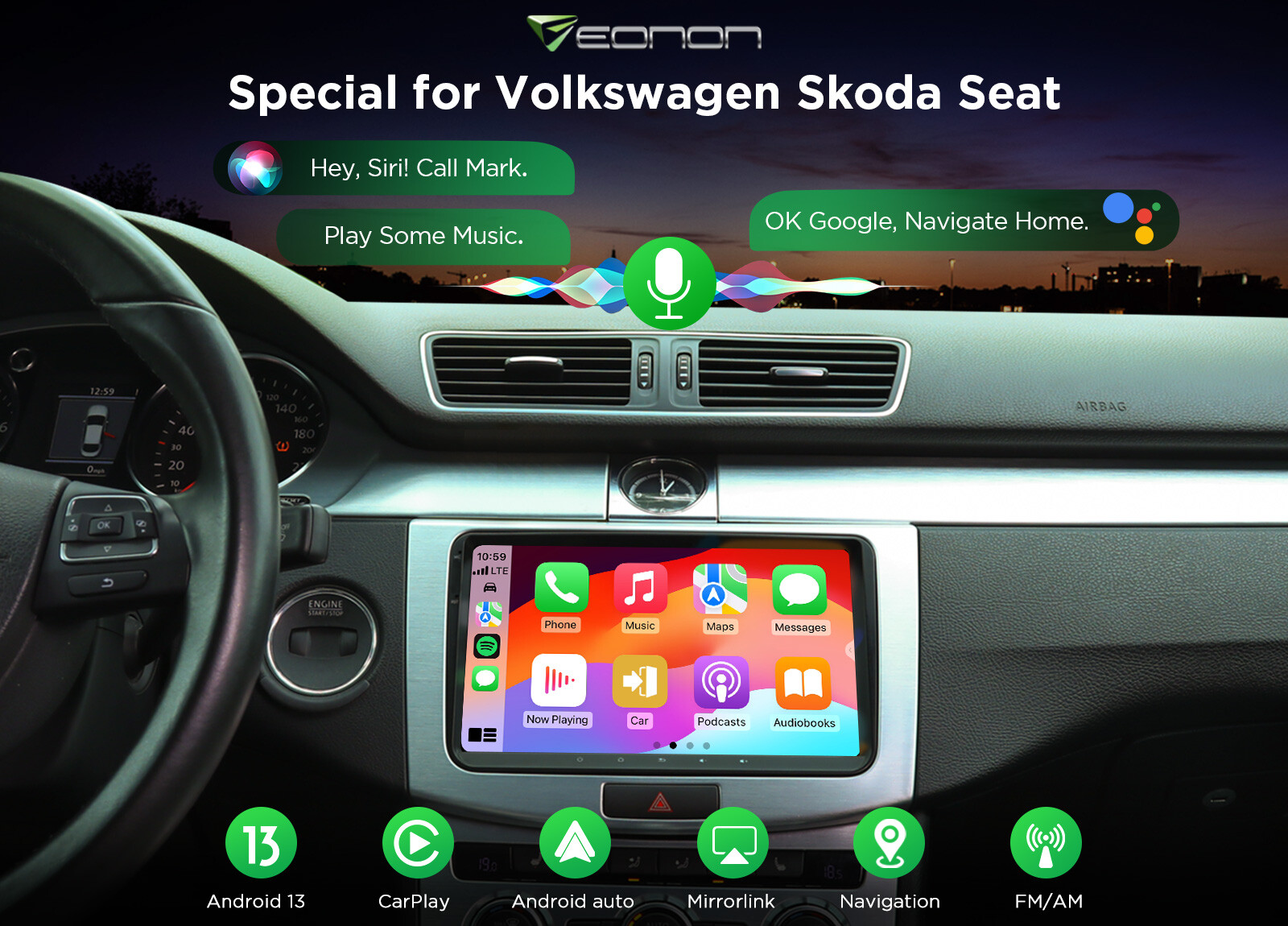 Android 13 Car Stereo Radio GPS Nav Apple CarPlay For VW Volkswagen Jetta Passat