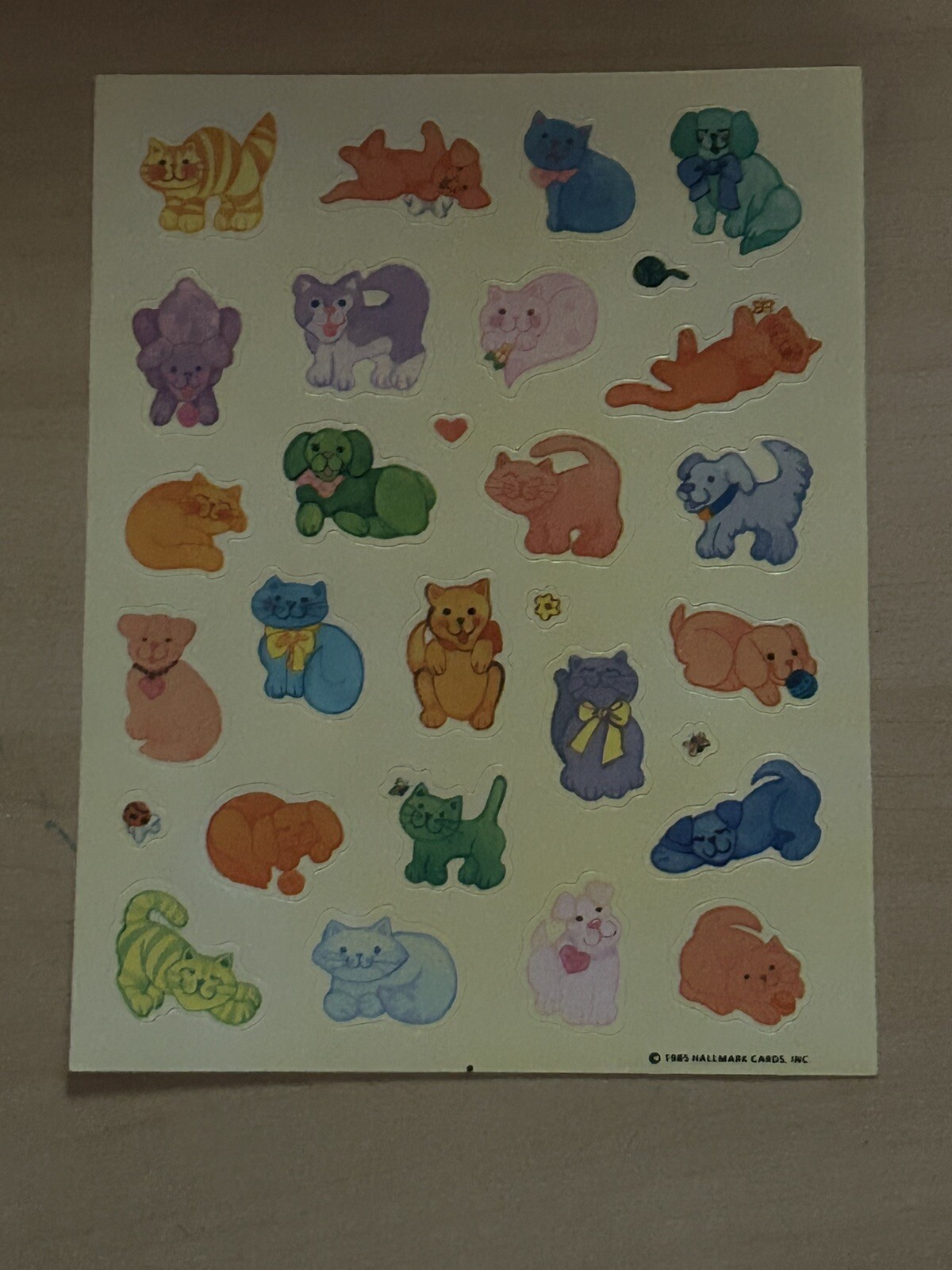 3 New Sheets Rare Vintage Stickers - Hallmark - Cartoon Cats & Dogs - Dated 1985