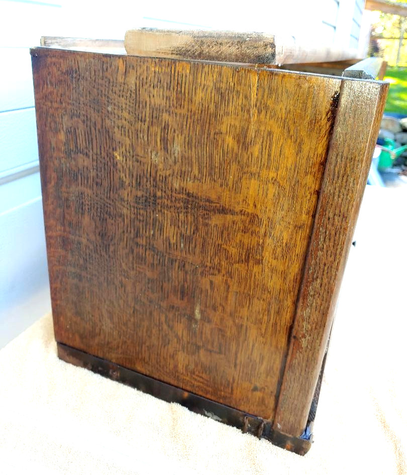 SINGLE STACKER "MACEY" QUARTERSAWN OAK BOOKCASE SECTION JAPANNED METAL STRAPS...