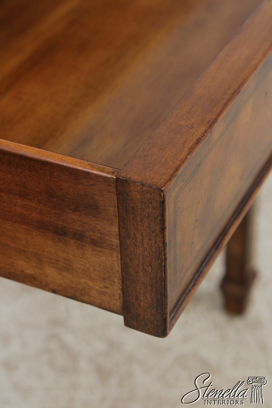 72329: MAITLAND SMITH Burl Wood 3 Drawer Writing Desk Console