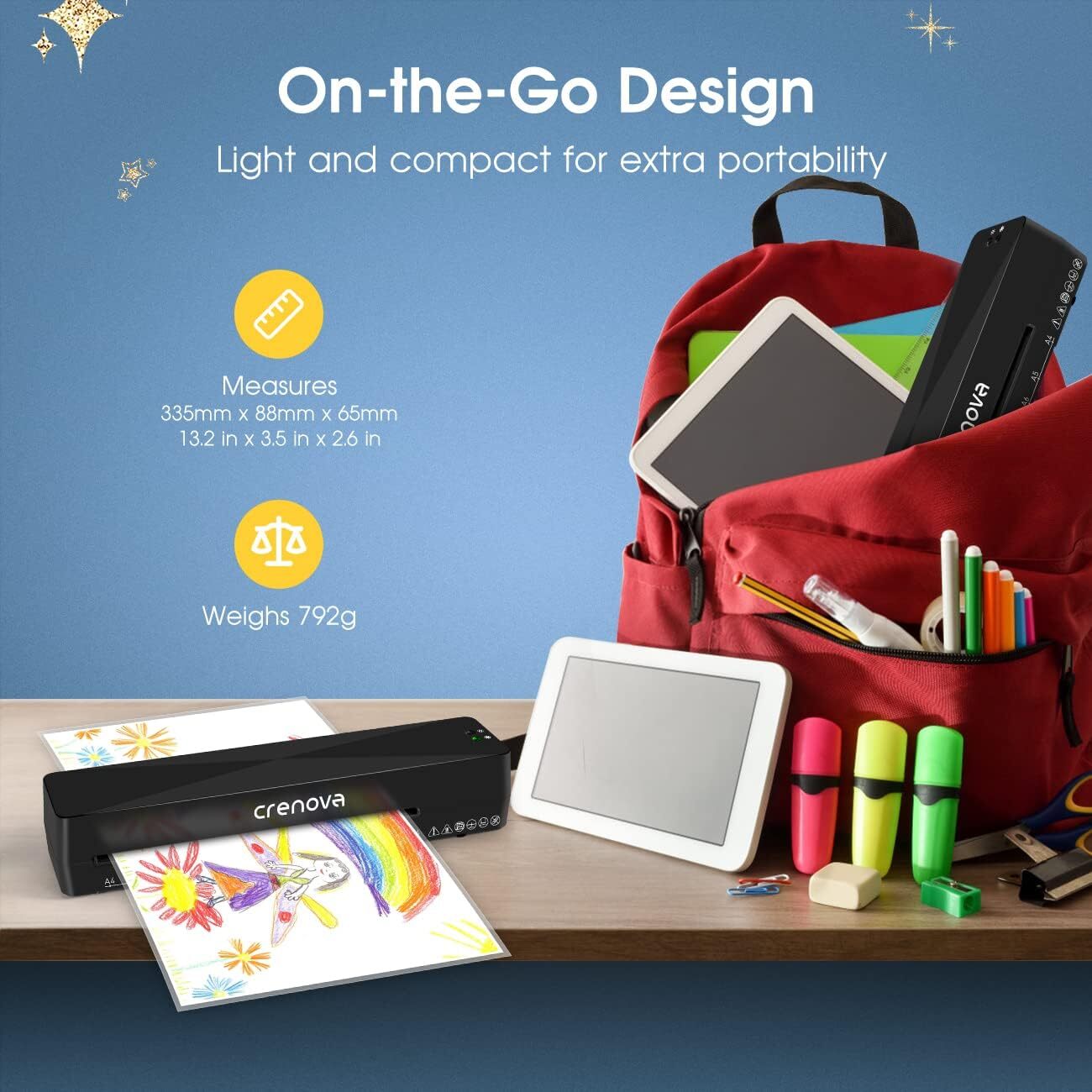 Laminator Machine 4 in 1 9 In Thermal Laminator Fast Warm NO Laminating Pouches