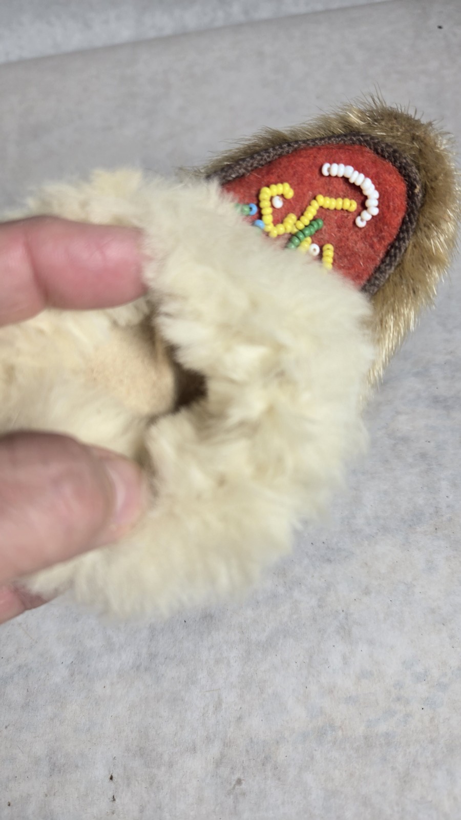 Early 1900's Moccasins Hand Made Native American Baby Toddler Leather Fur Beads