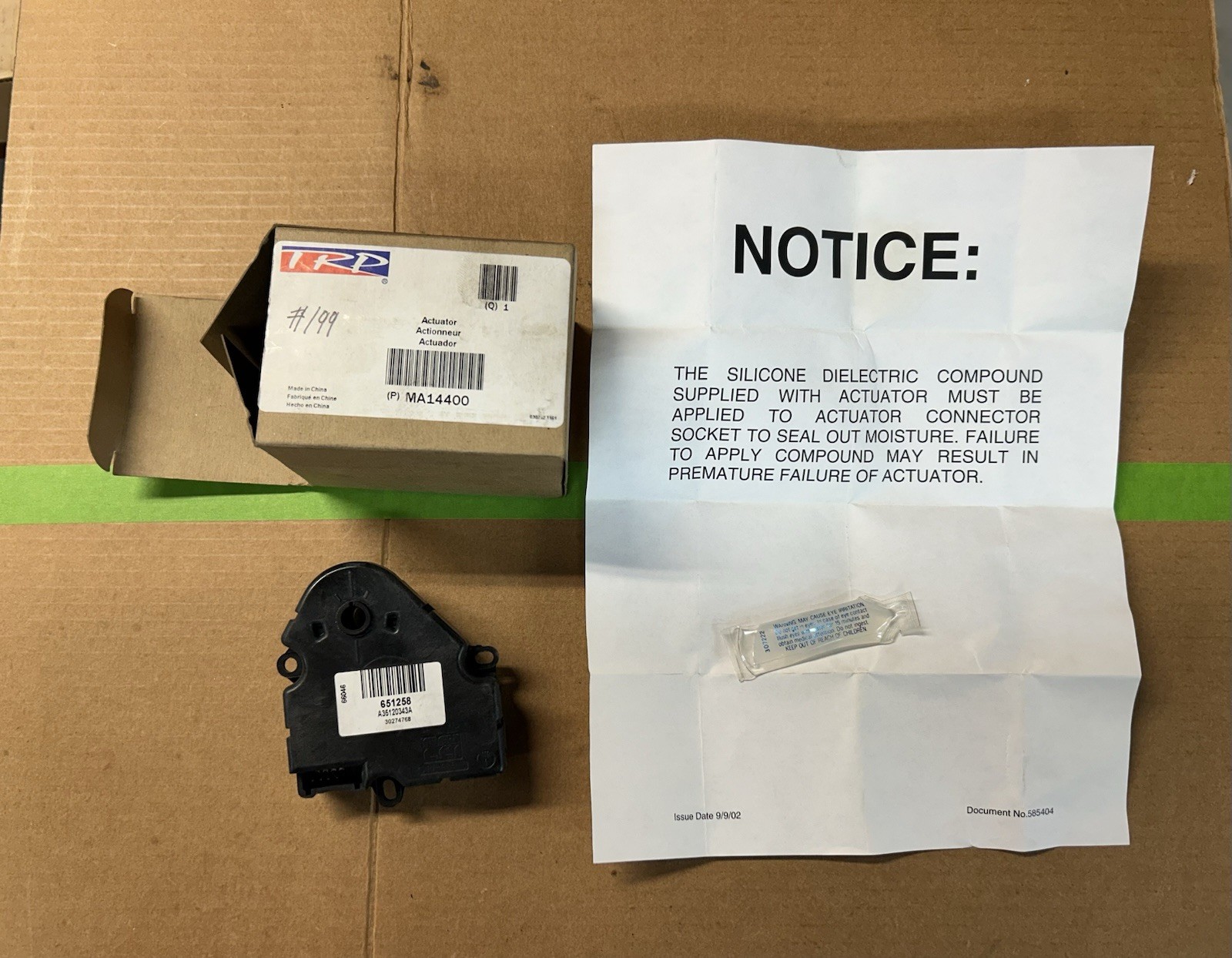 Kenworth, Peterbilt, PACCAR New Heat/AC Blend/Mode Door Actuator TRP # MA14400