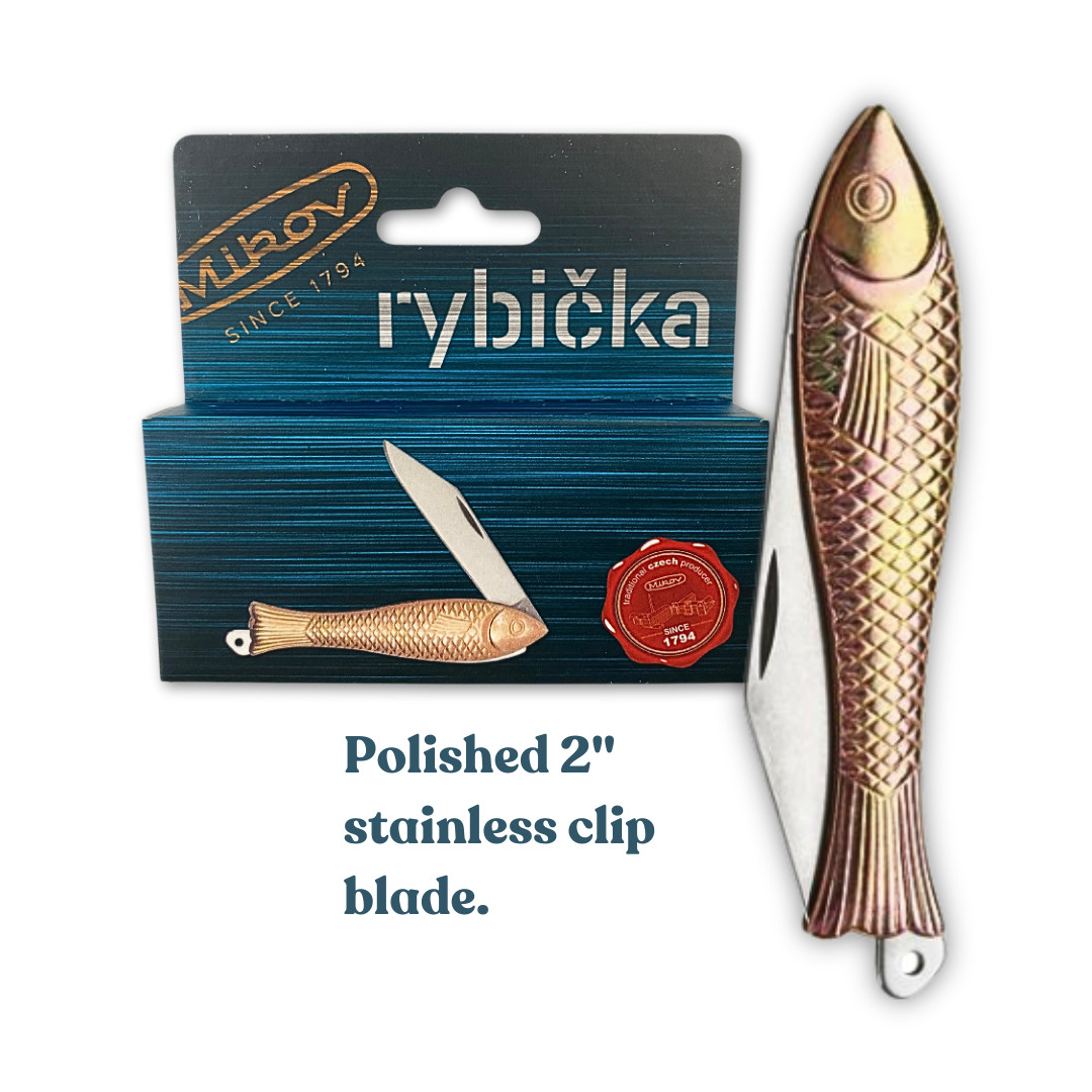 Fish Knife Mikov Bronze Fish Folding Pocket Pen Knife NEW NIB