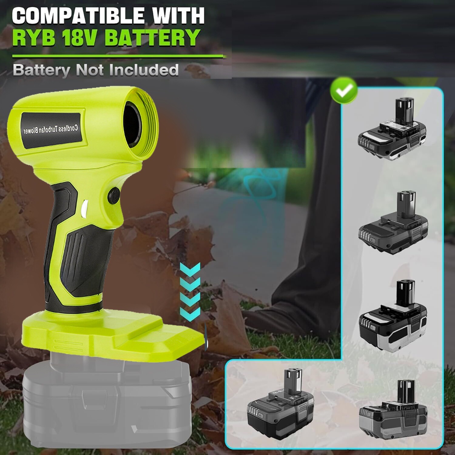 210W Electric Jobsite Air Blower for Ryobi 18v Cordless Leaf Blower Handheld