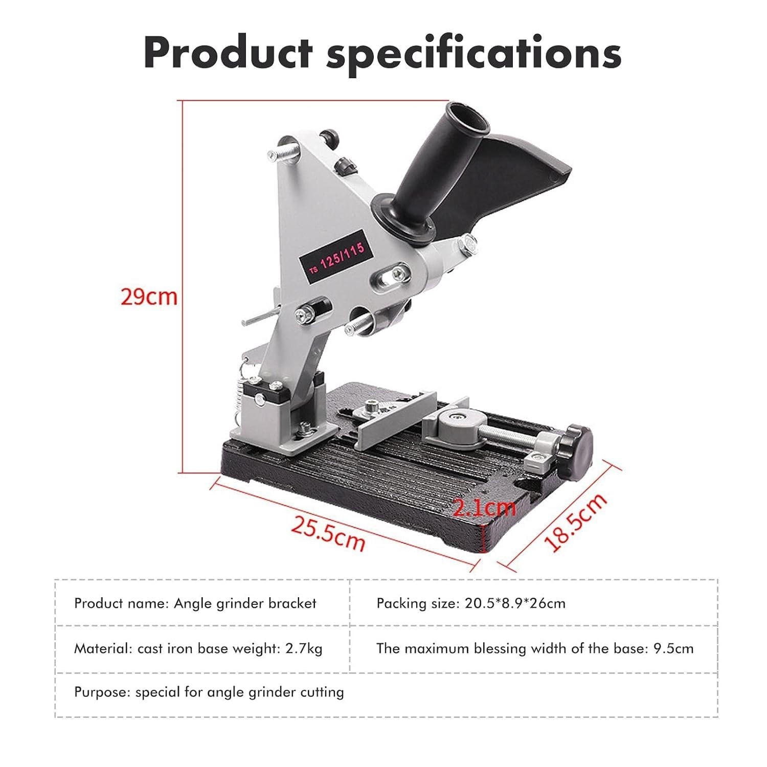 Heavy Duty Angle Grinder Stand with 45° Adjustable Cutting Holder & Safety Guard