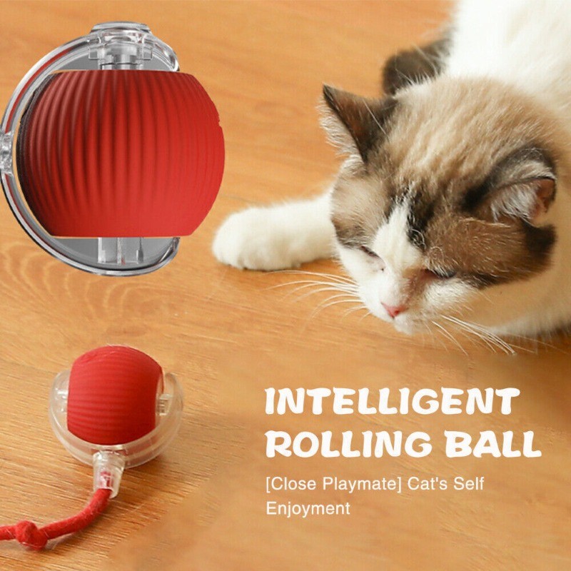 Automatic Rolling Ball Smart Cat Dog Toy Electric Pet Self-Moving Kitten (RED)