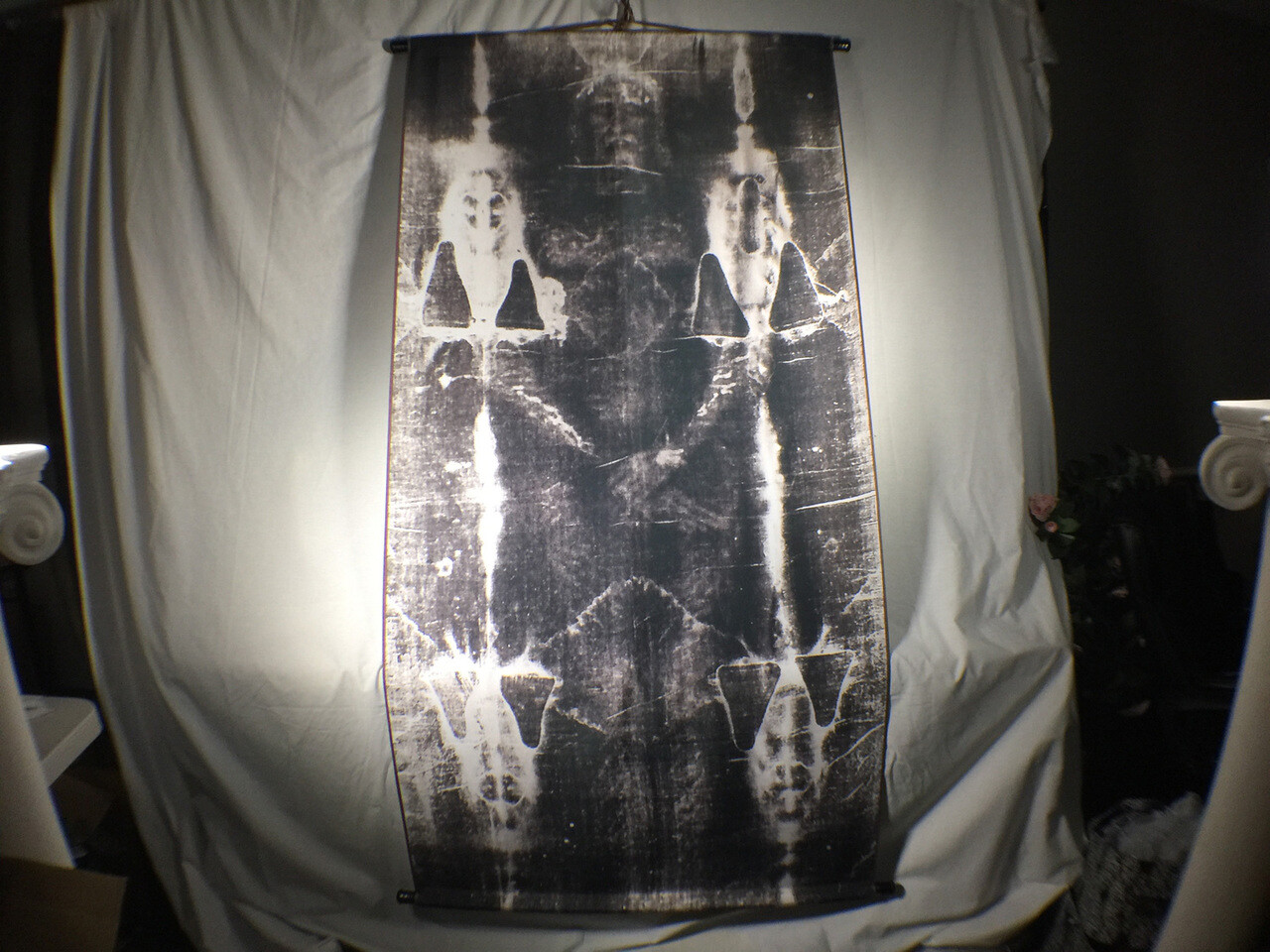 Shroud of Turin full-size body negative on linen cloth