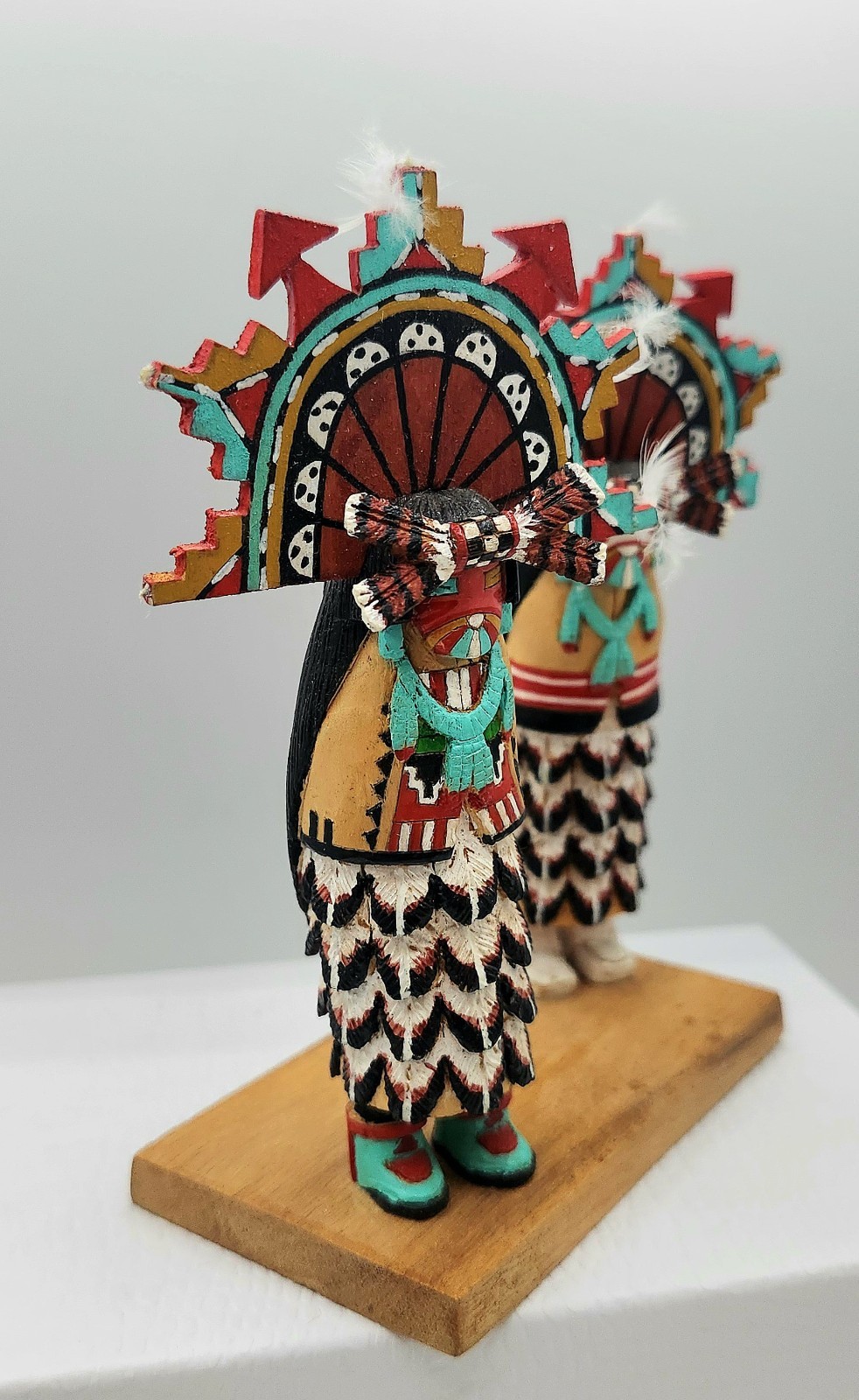 Vtg Wood Native American Hopi Salako Taka & Mana Kachina Figures M. Poseyesva Jr