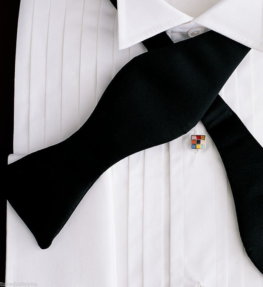 Men's Black Heavy Silk Pleated Cummerbund Self Tie Bow Tie Very Nice