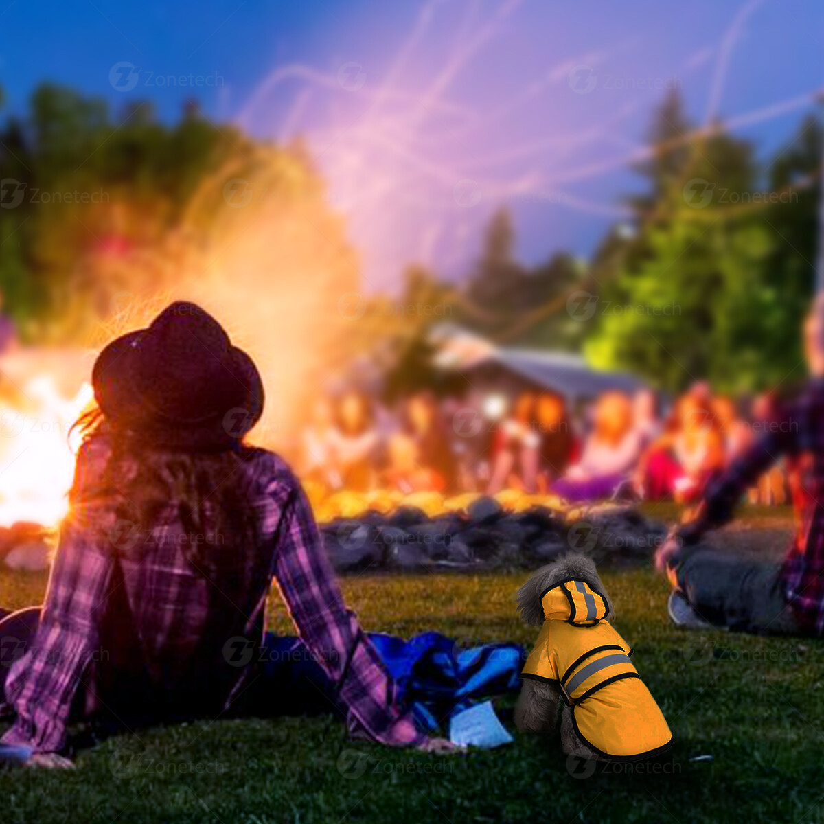 Zone Tech Pet Dog Raincoat Protection Hood Medium with Reflective Stripe Strip