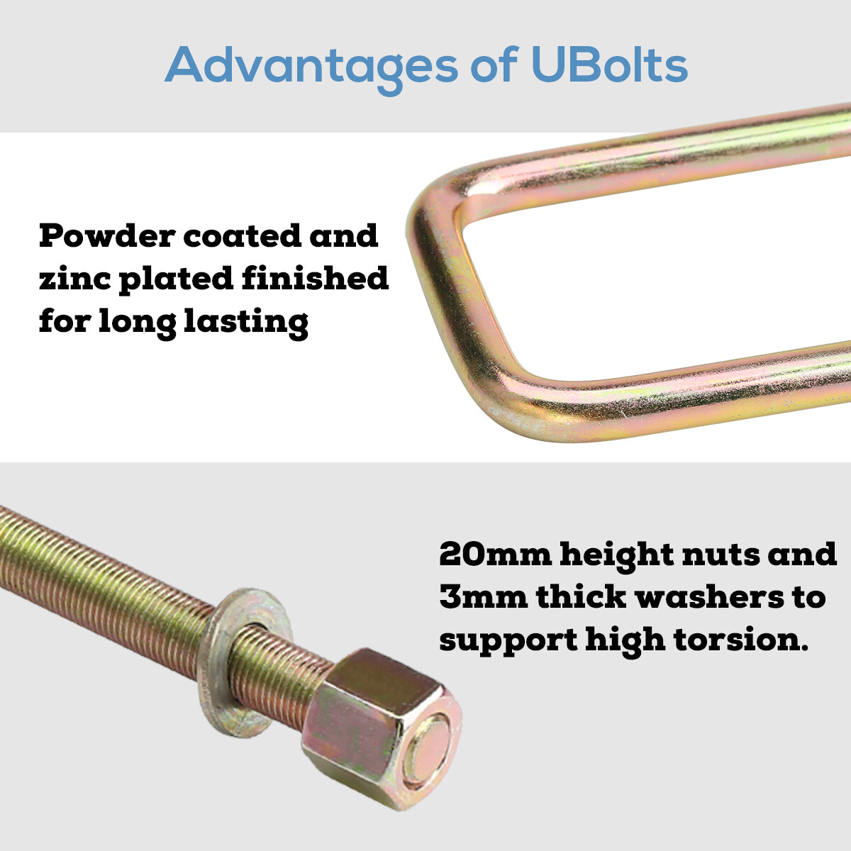 11.5" Square U Bolts Extra Long 2.5" wide 9/16" Ubolt w Hardware for GMC Chevy