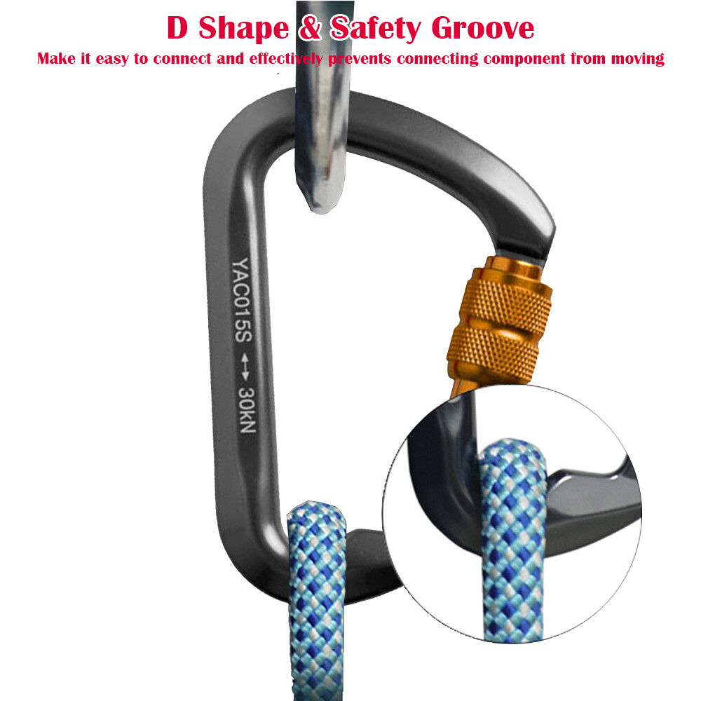 30KN Heavy Duty Locking Carabiner Clip Rock Climbing Hook Big Tree Rigging Swing