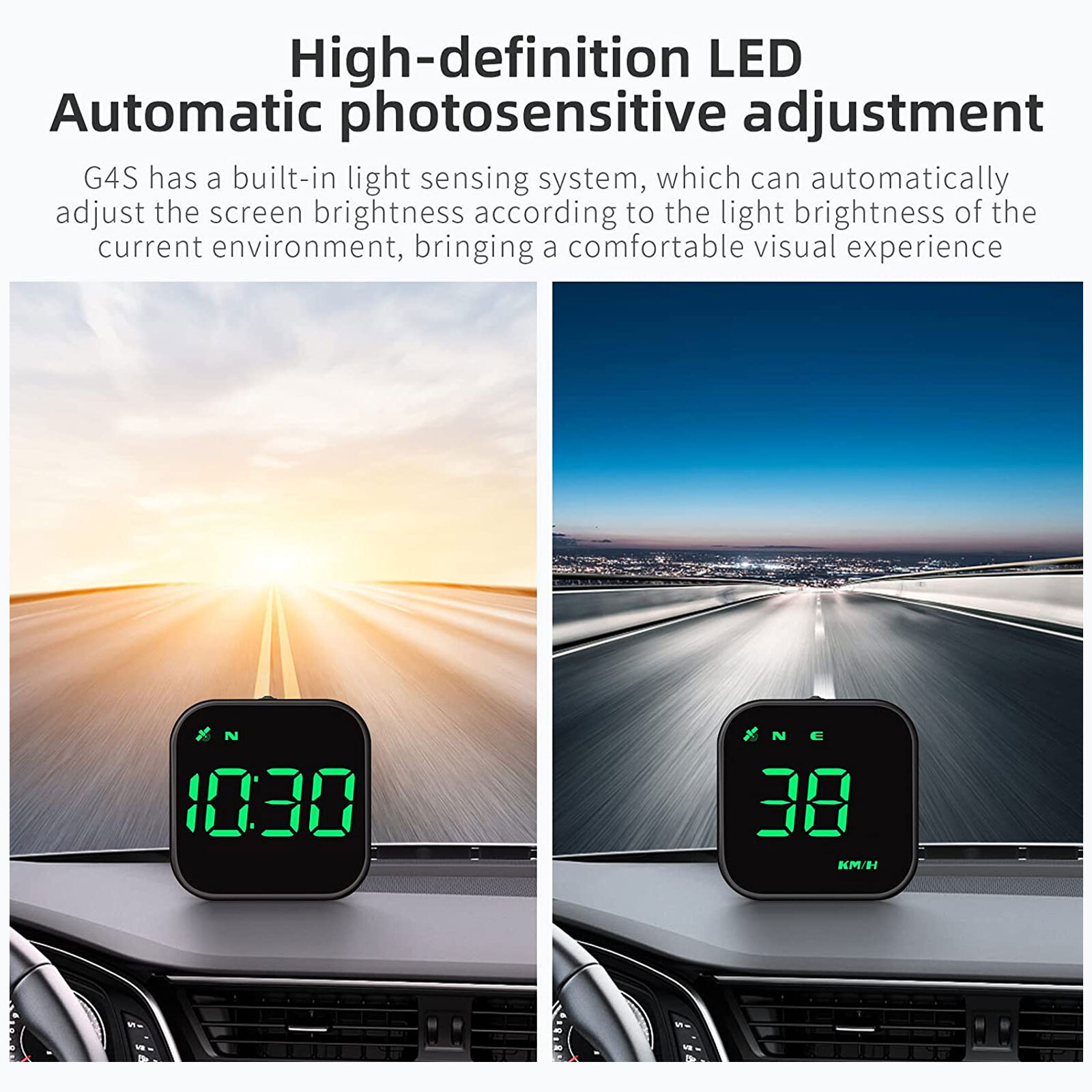 Digital GPS Speedometer Car HUD Head Up Display MPH KMH Compass Overspeed Alarm