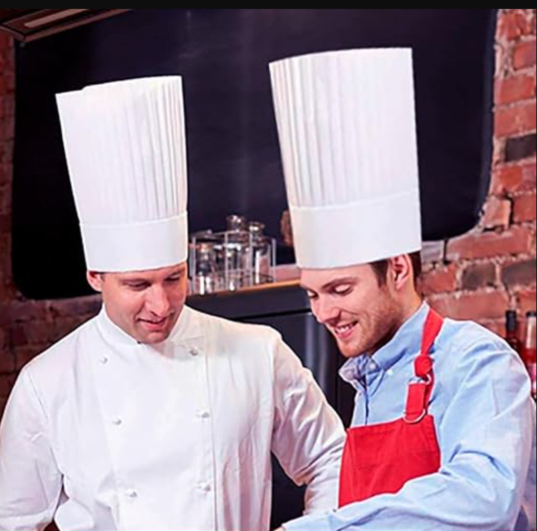 Tytroy Adjustable 9-Inch White Paper Tall Chef Hat, 10 Pack