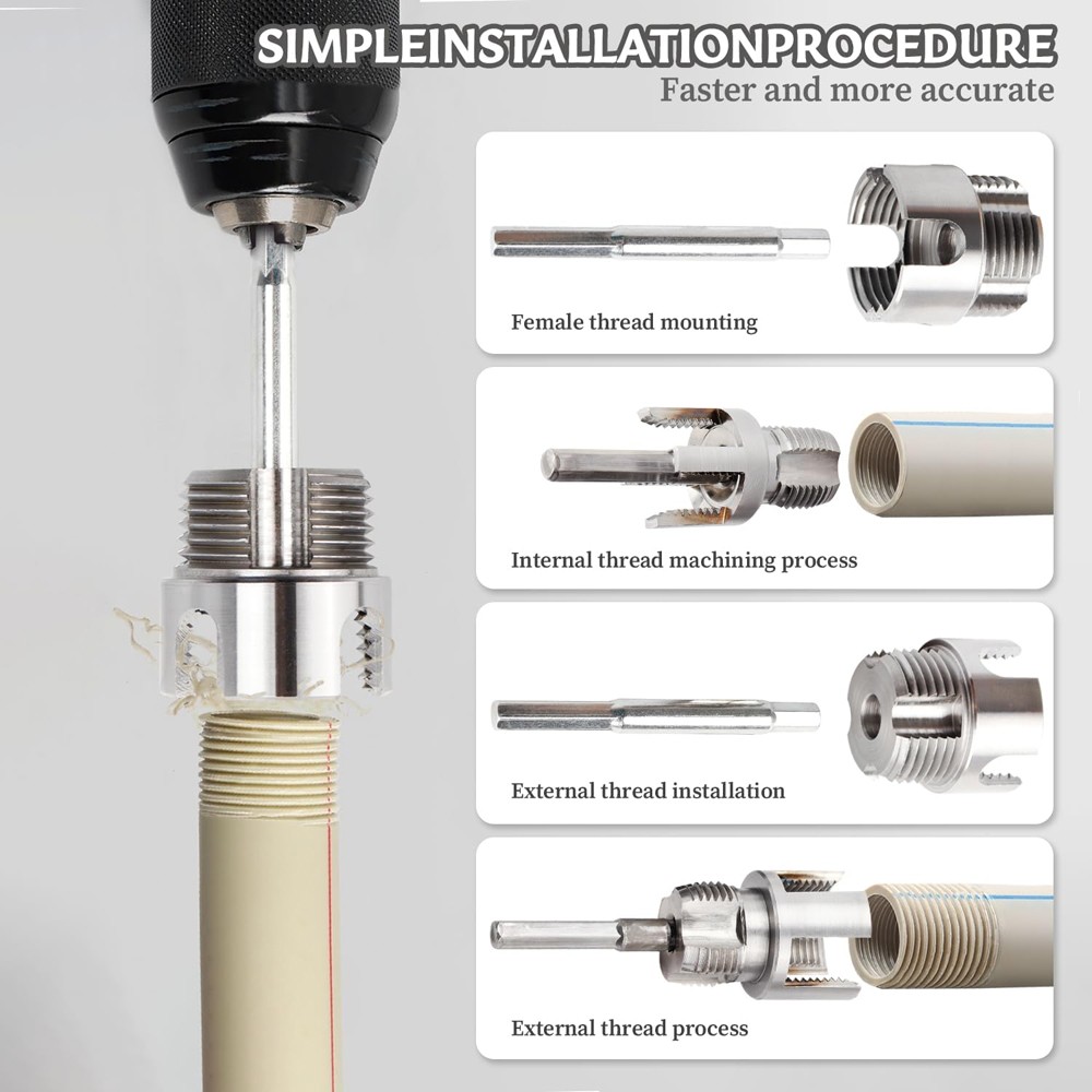 PVC Pipe Threader Kit With Internal & External Threading Tool - USA Standard