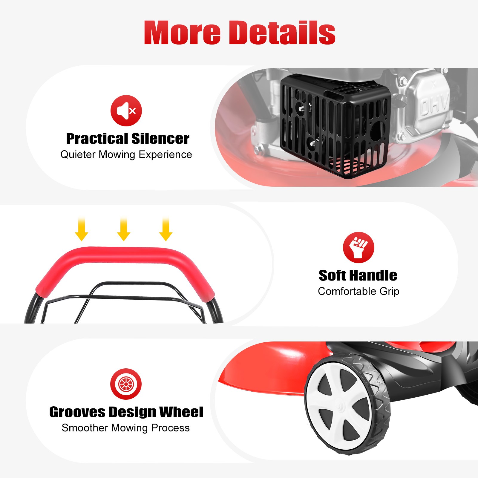 Self-Propelled Gas Powered Lawn Mower with Bagger with 4-Stroke Engine 20” 173cc