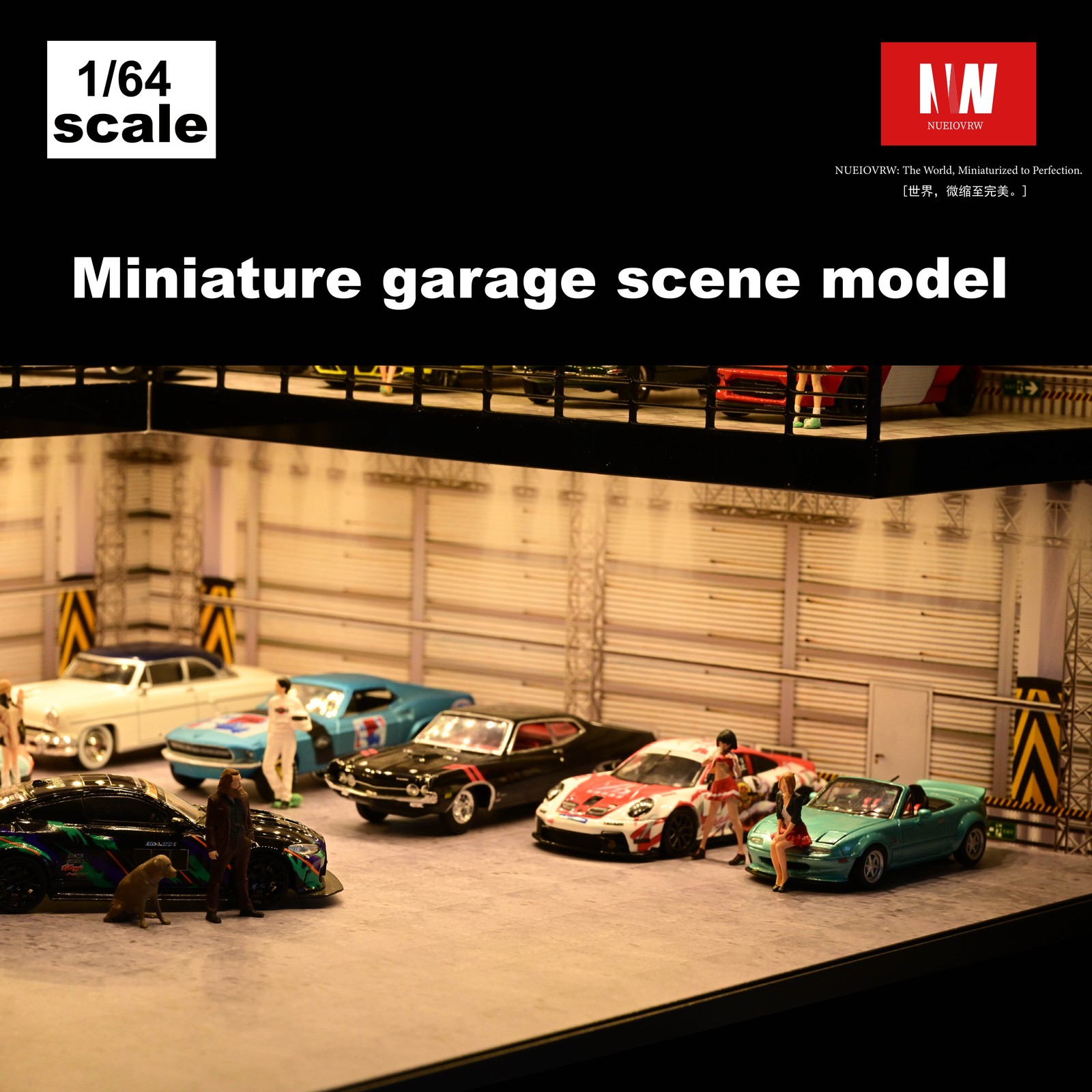 Diorama 1:64 Parking Lot Model LED Lighting Diecast Garage Model Display Case US