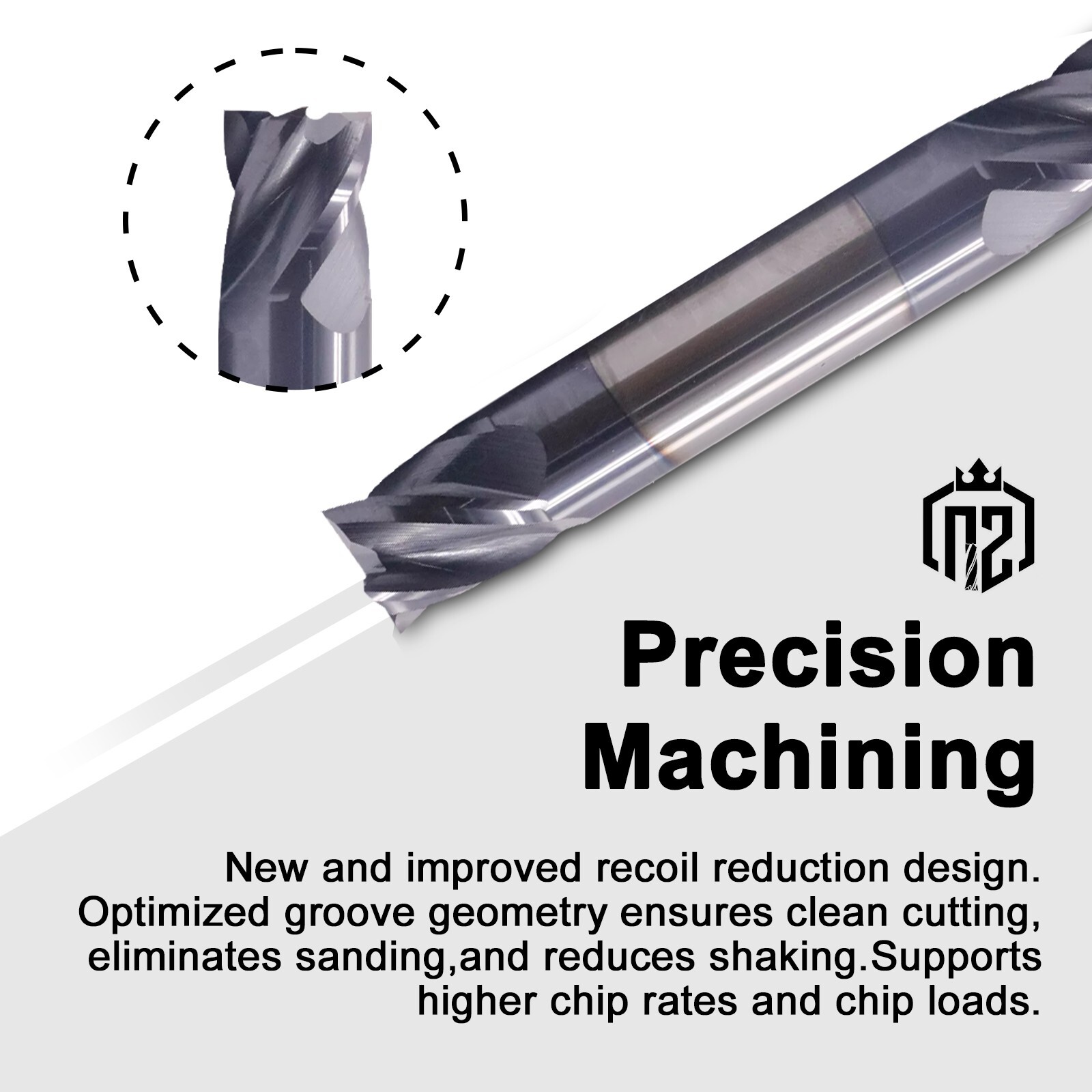 10PCS 4 Flute 1/4"x 1/2" x 2-1/2" Solid Carbide End Mill Double End AlTiN Coated