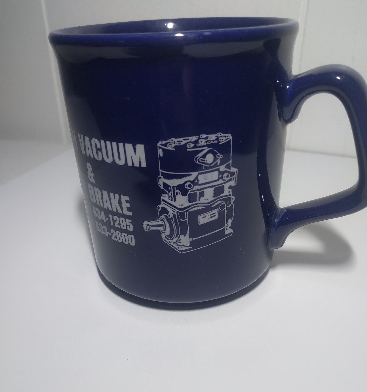 Vintage Ceramic Coffee Mug Bush Vacuum & Air Brake Made in England 3.5" Tall