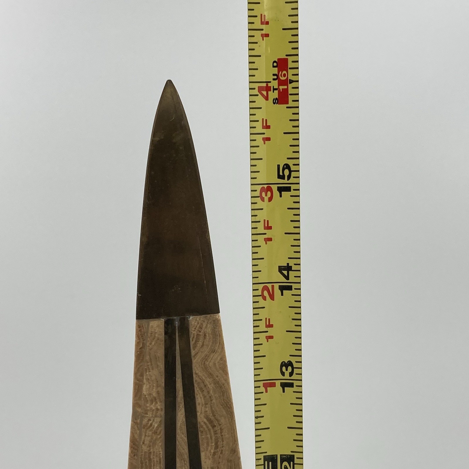 Vintage Mid-Century Modern Rare Robert Marcius Stone Brass Obelisk 16” Additus