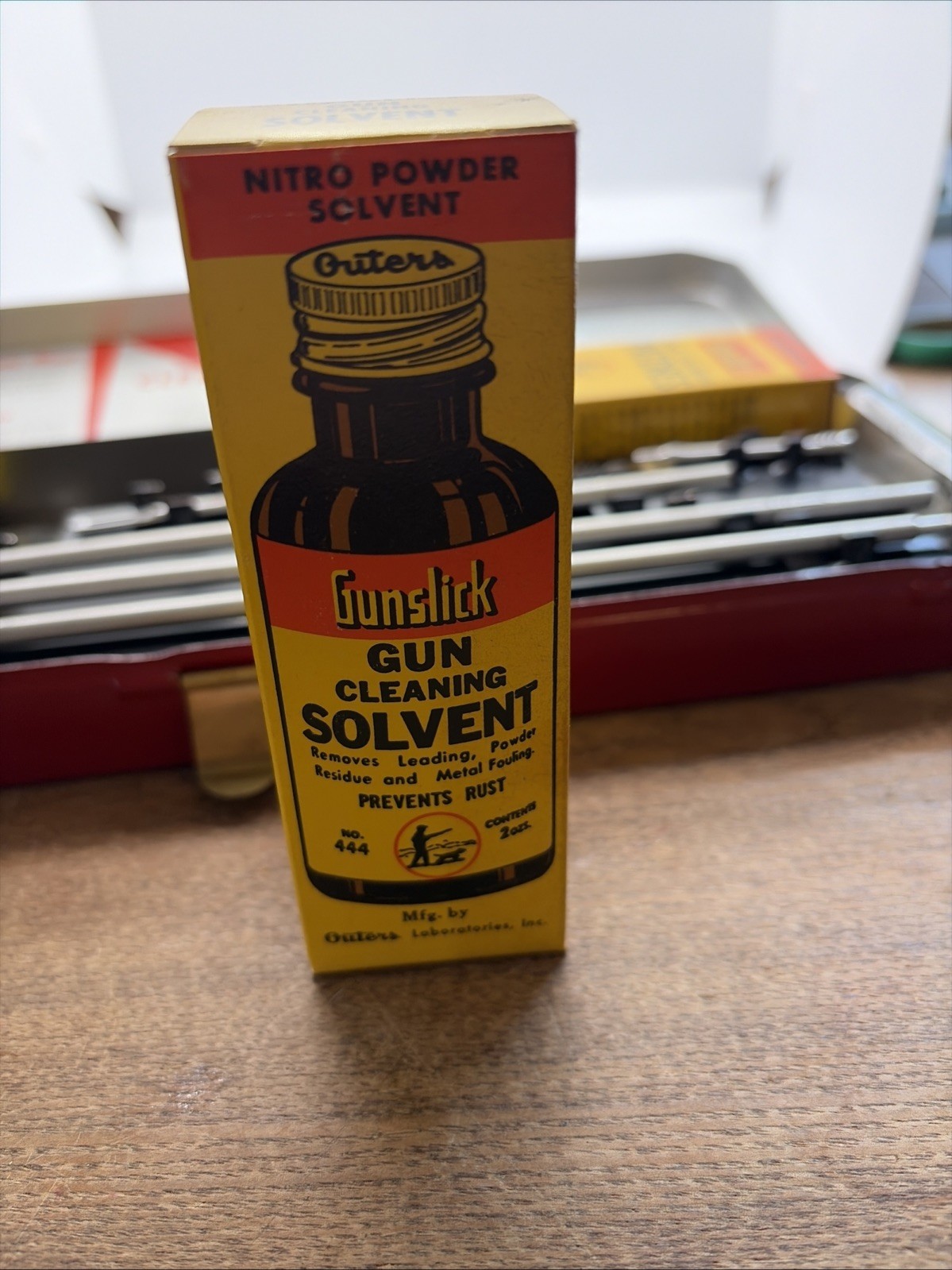 VTG Outers Gunslick No. 477 Rifle Cleaning Kit 22 In Original Box Red Tin (13)