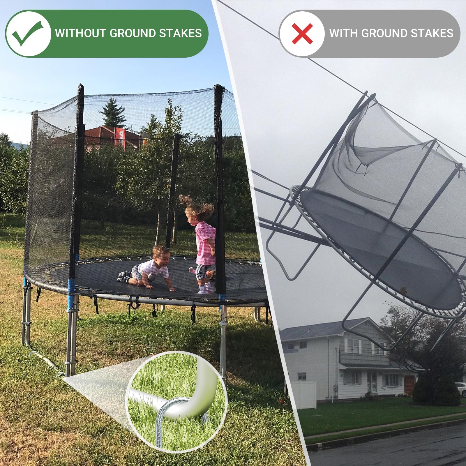 12 INCH 8 Pack Trampoline Stakes, U Shaped Ground Anchors Wind Stakes, Heavy ...