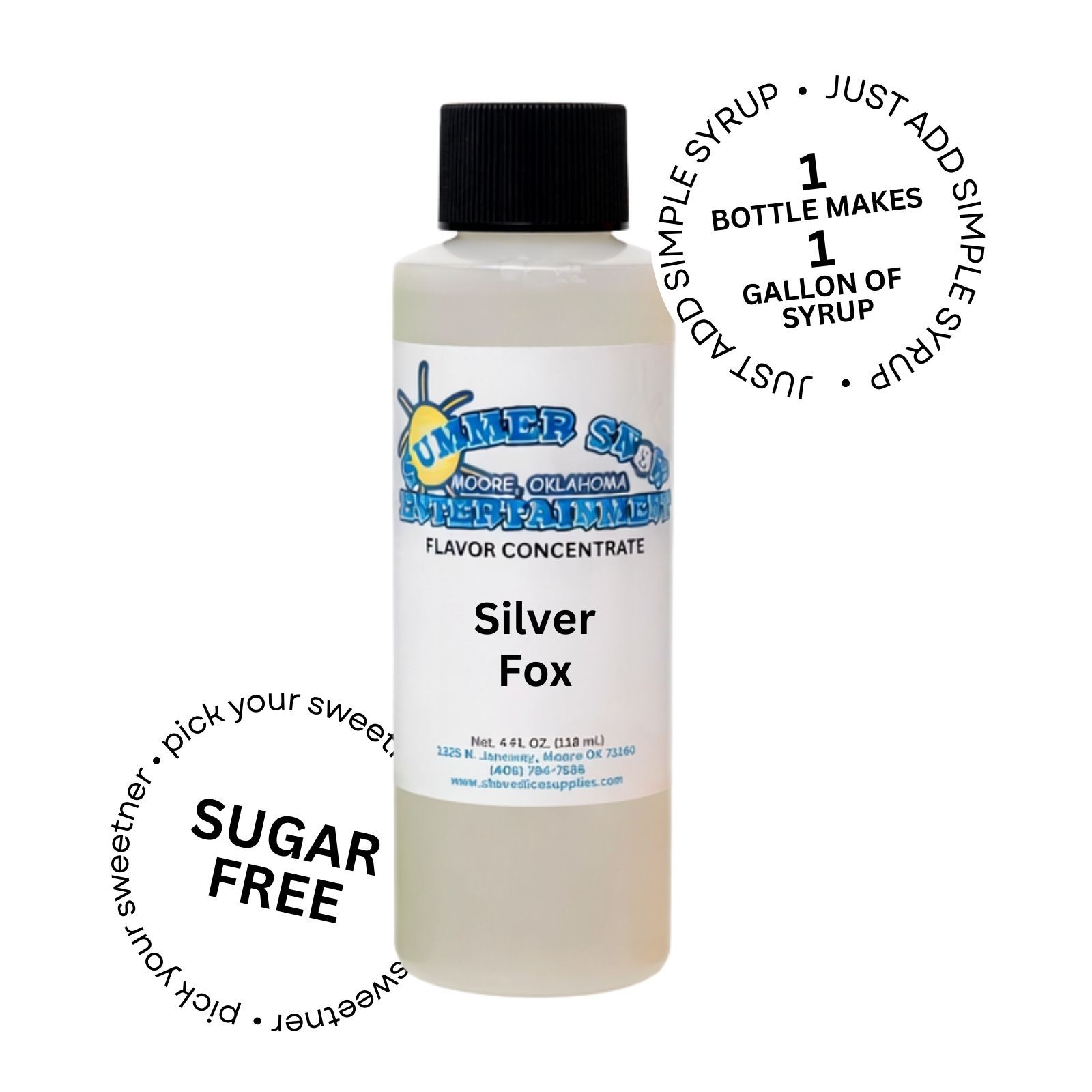 SILVER FOX MIX SNOW CONE/SHAVED ICE FLAVOR CONCENTRATE MAKES 1 GALLON