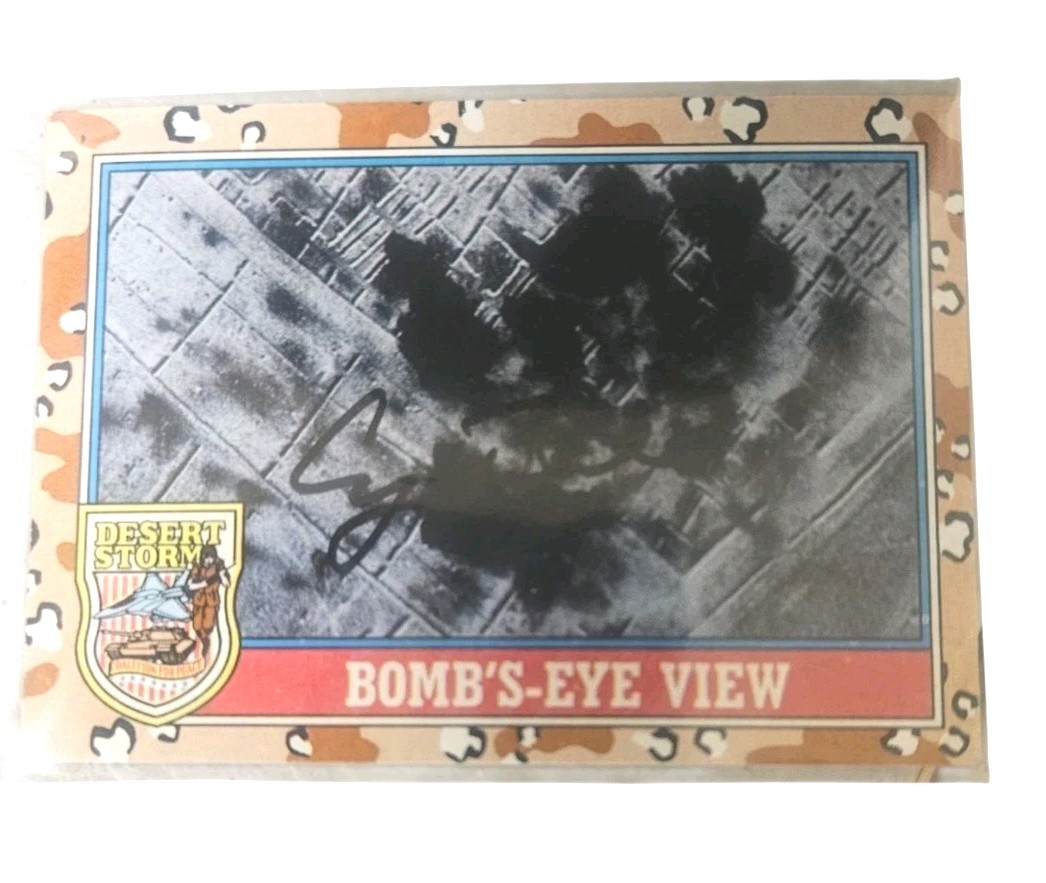 George H W Bush Signed 1991 Topps Desert Storm Card #165 Bomb’s-Eye View Auto