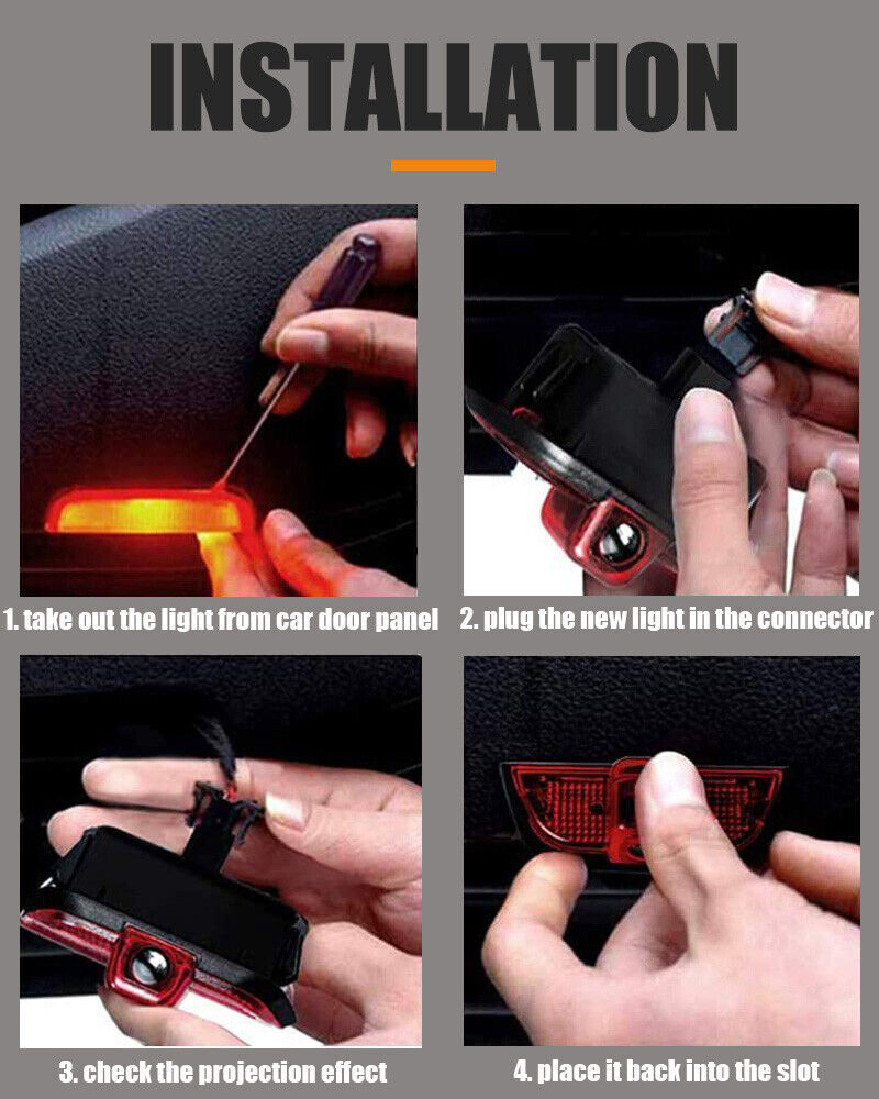 2x LED AMG HD Laser Door Courtesy Lights For Benz W204 C-Class 2008-2014 White