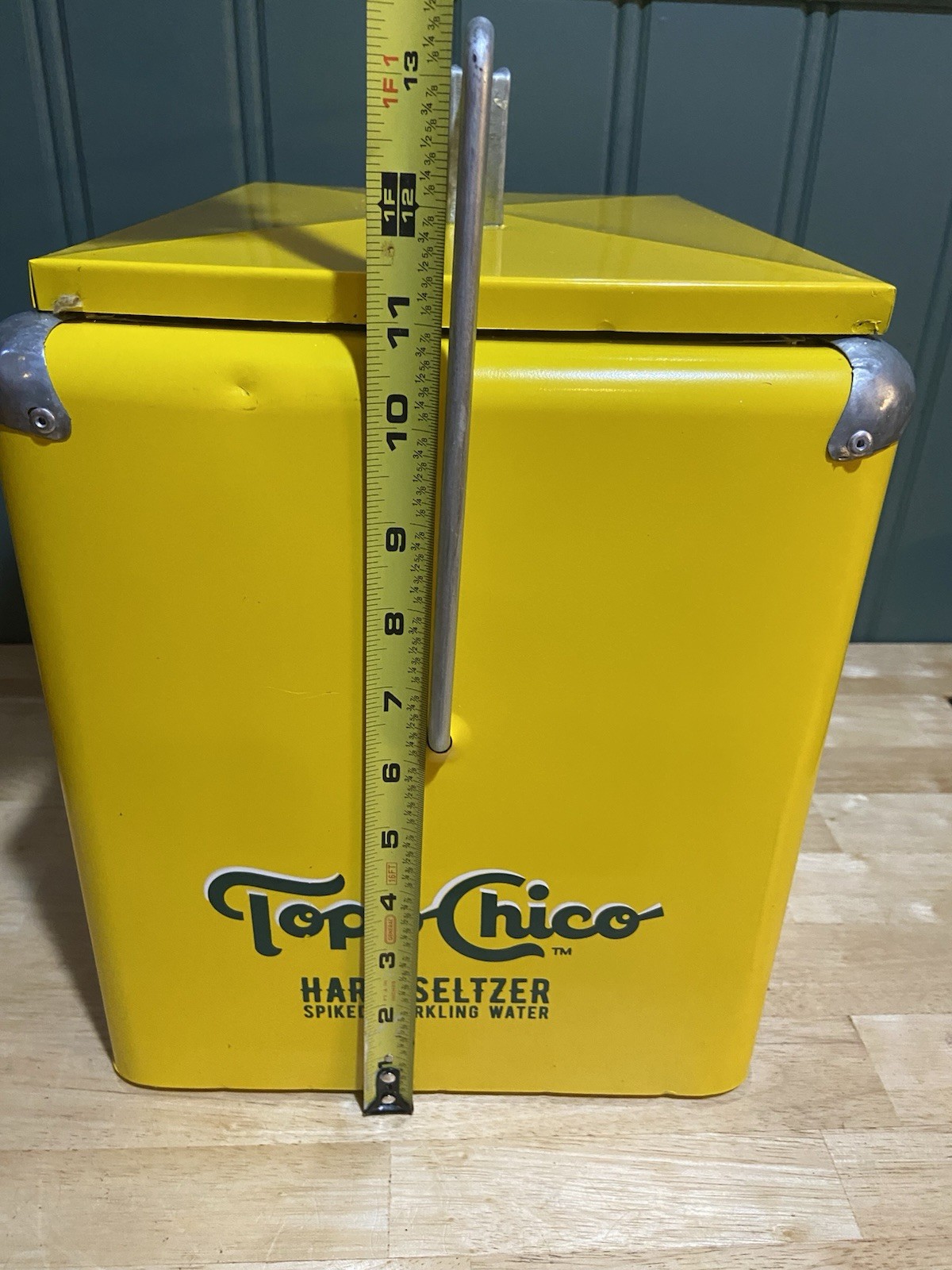 Topo Chico Cooler Metal Ice Chest Box Yellow Hard Seltzer Spiked Water Sparkling