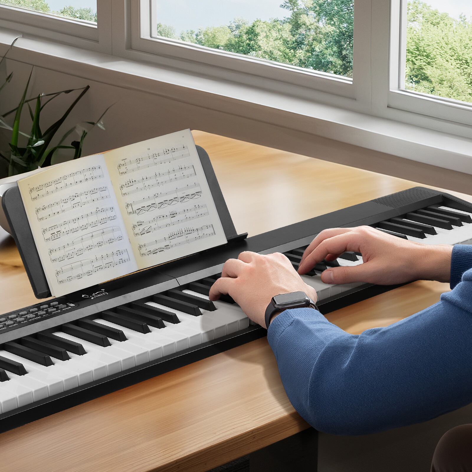 Glarry 88 Keys Folding Keyboard Piano Portable Piano Bluetooth With Stand,Bag