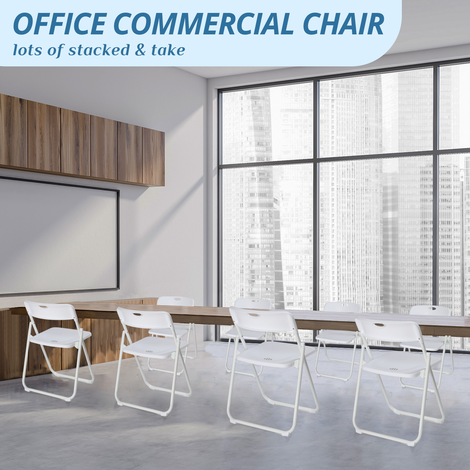 4 PCS Plastic Folding Stackable White Chairs Seat In/Outdoor Wedding Party