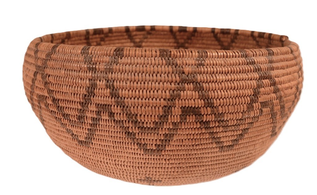 Paiute Basket Bowl ca. 1900 Size 3.125" H x 6.25" D Hand Coiled with Zigzag