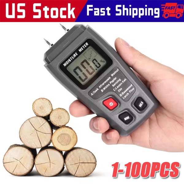 Digital LCD Wood Moisture Meter Detector Tester Wood Firewood Paper Cardboard