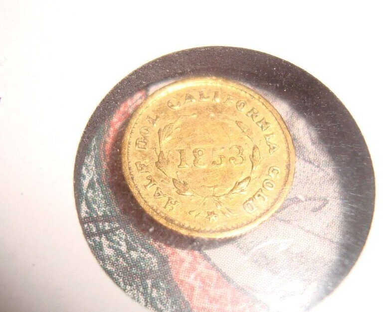 California Small Denomination GOLD 1853 Liberty Head Gold Half Dollar-Round DOL.