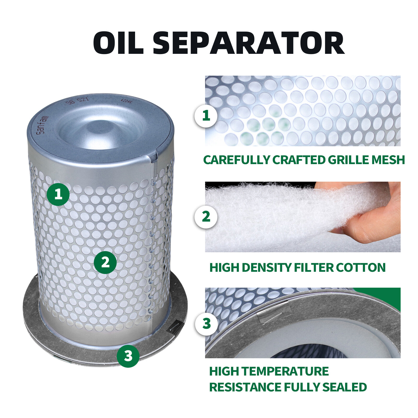 KB8220 Air Oil Separator Element for 4HP-10HP Screw Air Compressor Replacement