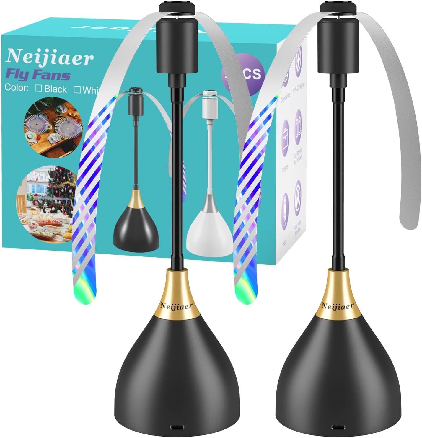 2/3/4PCS Fly Fans for Tables, Fly Repellent Fan Indoor Outdoor for Picnic, Party