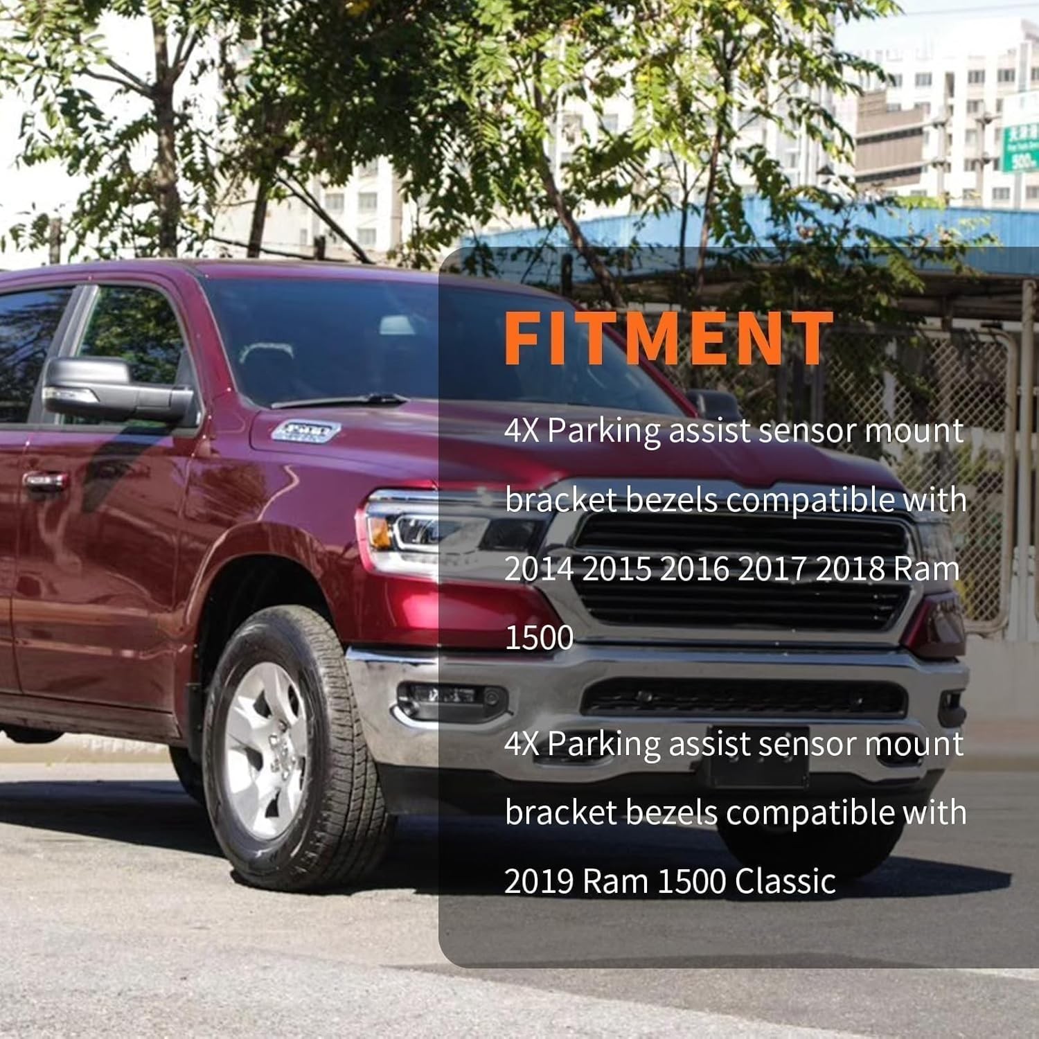 4X Parking Assist Sensor Mount Bracket Bezels Compatible with 2014-2018 1500 201