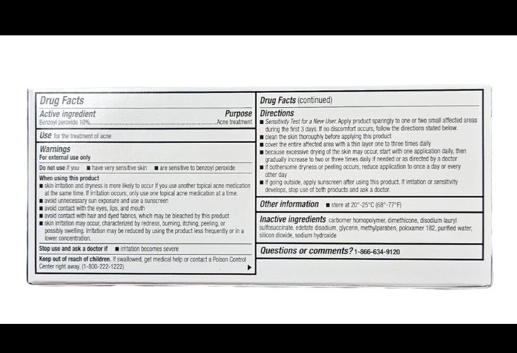 Benzoyl Peroxide 10% Acne GEL 2.1oz ( 60 gm ) PADAGIS --