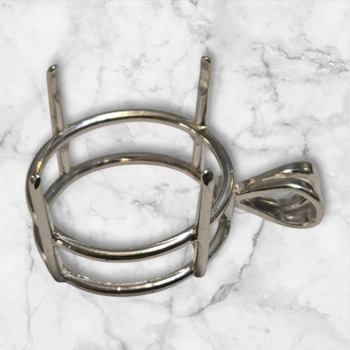 4mm- 19 mm Round Faceted Setting Pendant 925 Sterling Silver, Pre-Notched