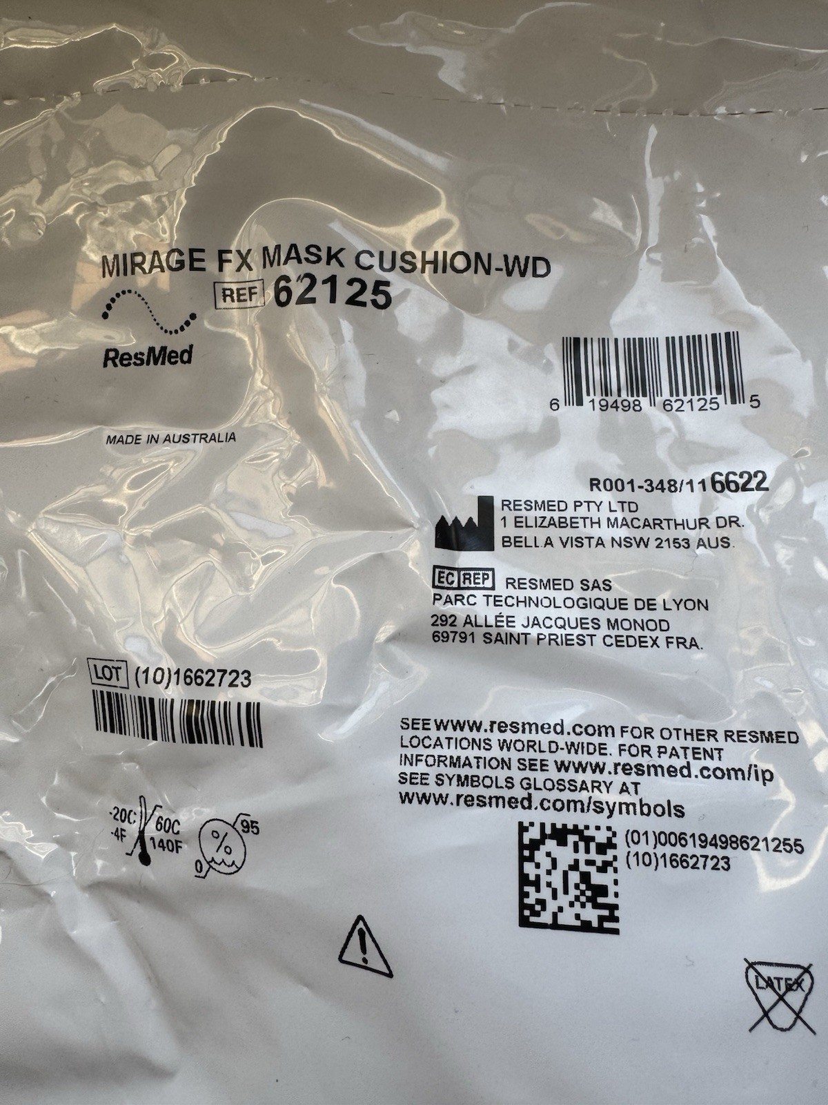 ResMed Mirage FX Size Wide replacement Cushion New & Original #62125 - FREE SHIP