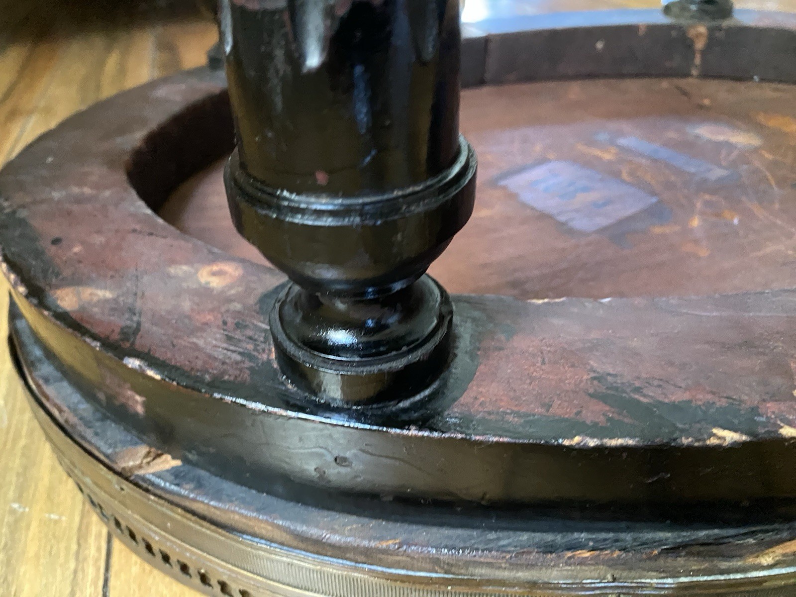 FRENCH Louis XVI Style Small Bouillotte Marble Top And Brass Edge Side Table