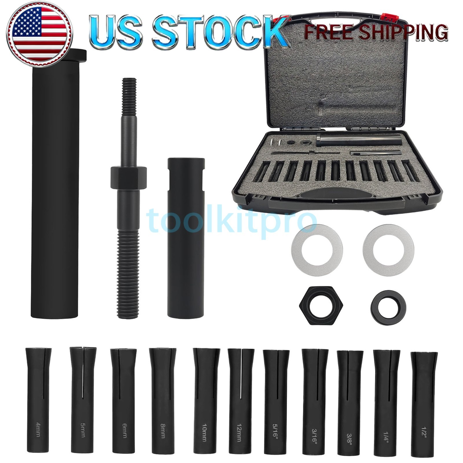 18pcs 95400 in-Line Dowel Pin Puller Master Set Includes Both SAE&Metric Collets