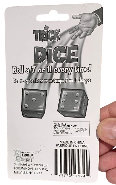 TRICK DICE SET Roll A 7 Or 11 Every Time Pocket 2 Die Gag Prank Joke Gift Magic