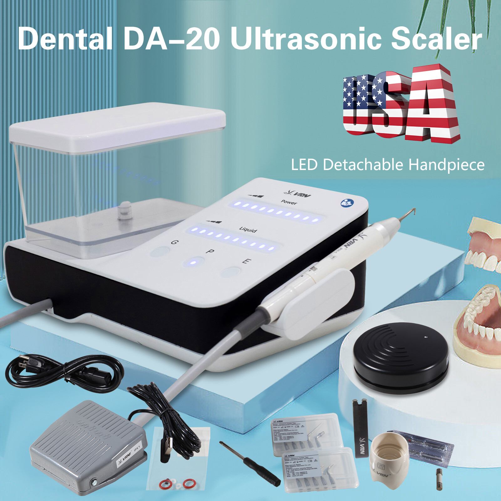 LED Dental Portable Ultrasonic Piezo Scaler + Bottle fit EMS Cavitron Handpiece