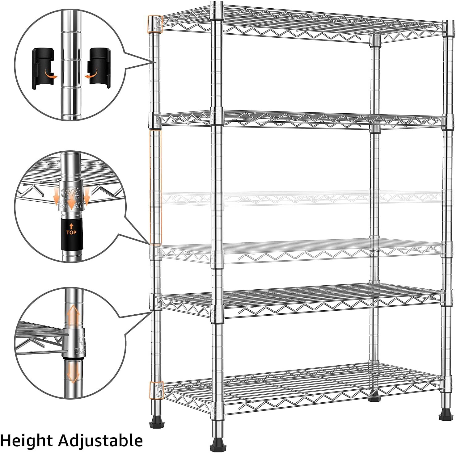 M MZG 4 Tier Shelf Heavy Duty Storage Wire Shelving Kitchen Garage Rack Shelves